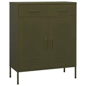 Berkfield Storage Cabinet Olive Green 80x35x101.5 cm Steel