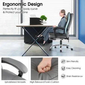 Costway Office Desk Chair Ergonomic Padded Reclining Chair W/Retractable Footrest