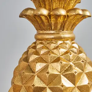 ValueLights Pair Of Contemporary Pineapple Design Gold Effect Table Lamps With Navy Shades