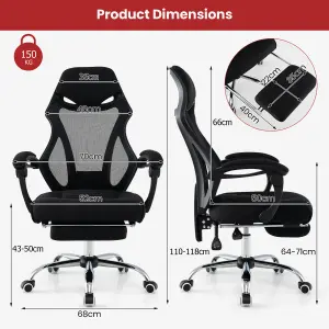 COSTWAY Ergonomic Swivel Mesh Office Chair with Footrest