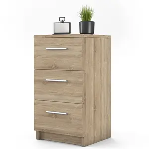 Monck 3 Drawer Bedside Table Sonoma Oak