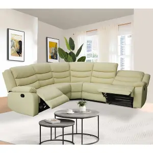 Sorreno Bonded Leather Recliner Corner Sofa In Ivory