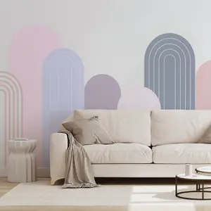 Pink & Purple Modern Arch Wallpaper Mural - Peel & Stick Wallpaper - Size Medium (400 x 250 cm)