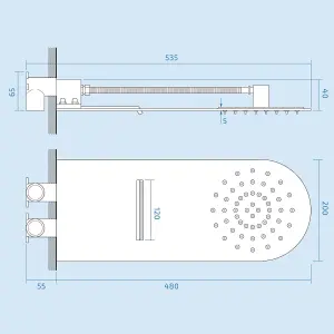 Nes Home Chrome Round Ultra Modern Slim Waterfall Over Head Rain Shower 200mm