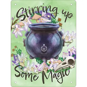 Grindstore Stirring Up Some Magic Tin Plaque Green/Black (20cm x 15cm)