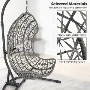 Costway Hanging Egg Chair w/ Stand Indoor Outdoor Patio Wicker Swing Chair