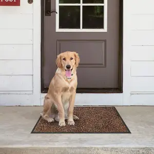 Heavy Duty Non Slip Rubber Back Barrier Door Mat Kitchen Floor Mats Hallway Rug Brown 90 x 200cm