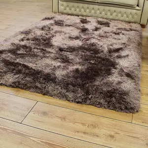 Pink Handmade , Luxurious , Modern , Plain , Shaggy , Sparkle Easy to Clean Rug for Living Room, Bedroom - 120cm X 170cm