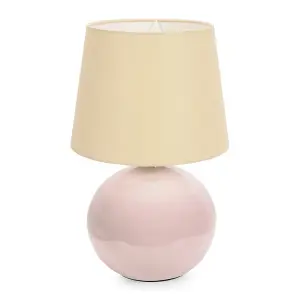 ValueLights Bosco Stone Natural Ceramic Table Lamp with Beige Tapered Shade - LED Bulb Included