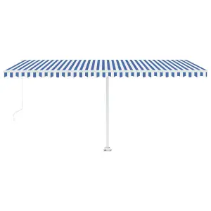 Berkfield Manual Retractable Awning with LED 500x300 cm Blue and White