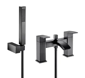 Contemporary Bath Shower Mixer Tap with Shower Kit - Matt Black