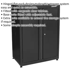 Versatile Modular Stacking Cabinet with Magnetic Latches and Adjustable Feet