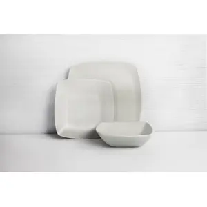 Creative Tops Raven Dinner Set, Square, Ceramic, Service for 4 Grey