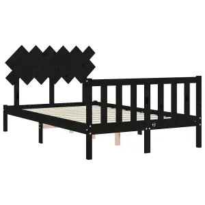 Berkfield Bed Frame with Headboard Black 120x200 cm Solid Wood