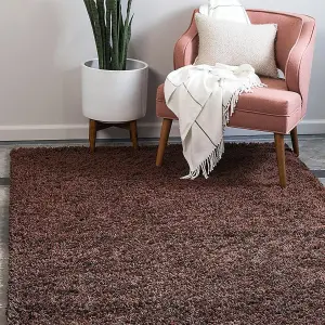 Chocolate Thick Shaggy Rug - California - 140x200cm (4'6" x 6'6")