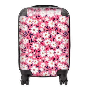 Small Cute White Flower Pattern Suitcase - Small