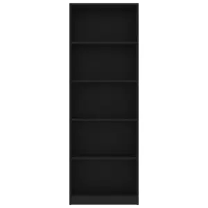 Berkfield 5-Tier Book Cabinet Black 60x24x175 cm Engineered Wood