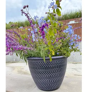 Purple Cromarty Plant Pot Large 36cm Plastic Round Flower Garden Patio Planter