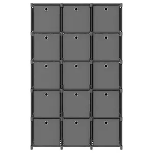 Berkfield 15-Cube Display Shelf with Boxes Grey 103x30x175.5 cm Fabric