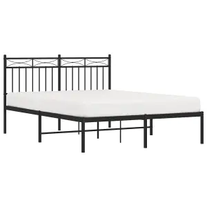 Berkfield Metal Bed Frame with Headboard Black 140x190 cm