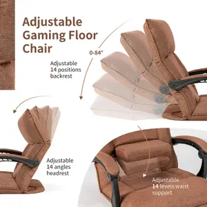 Costway Adjustable Floor Chair Gaming Floor Chair Lazy Sofa W/ Linkage Armrest