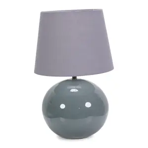 ValueLights Bosco Eucalyptus Ceramic Table Lamp with Grey Tapered Shade