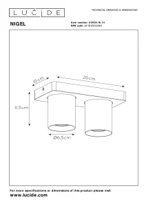 Lucide Nigel Modern Ceiling Spotlight - LED Dim to warm - GU10 - 2x5W 2200K/3000K - White