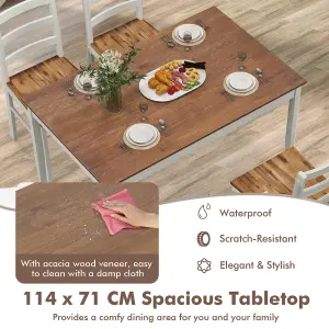 Costway 5PCS Dining Table & Chair Set Solid Wooden Kitchen Furniture Set Space-Saving