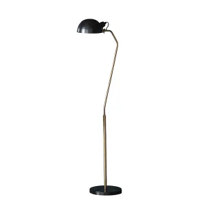 Luminosa Largo Task Floor Lamp Satin Black, Aged Brass Paint