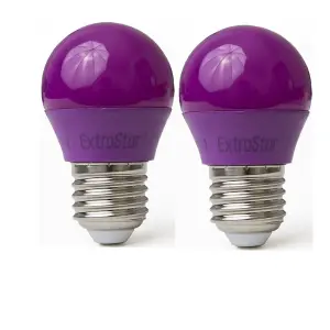 Extrastar 4W Purple LED Golf Ball Modern Coloured Light Bulb E27 (Pack of 2)