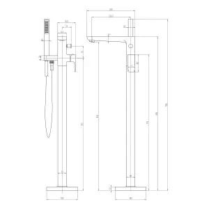 Zoia Black Floor Standing Bath Shower Mixer Tap