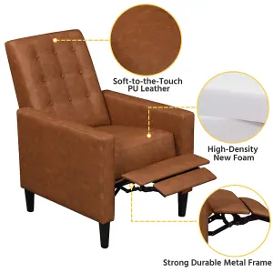 Yaheetech Brown Faux Leather Recliner Sofa with Adjustable Back