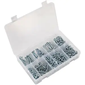 305 Piece Self Tapping Screw Assortment - Zinc Pan Head Pozi - Multiple Sizes for All Projects