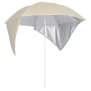 Berkfield Beach Umbrella with Side Walls Sand 215 cm