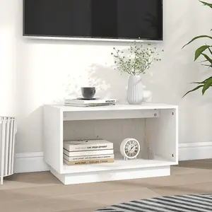 Berkfield TV Cabinet White 60x35x35 cm Solid Wood Pine