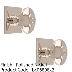 2 PACK - 38mm Round Cabinet Door Knob & 40x40mm Matching Backplate Polished Nickel Handle