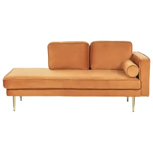 Right Hand Velvet Chaise Lounge Orange MIRAMAS