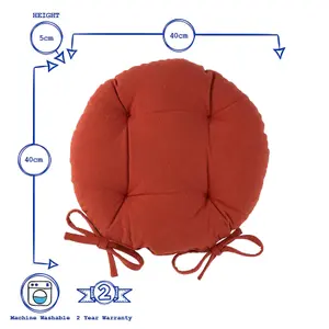 Harbour Housewares - Round Garden Chair Seat Cushion - Paprika