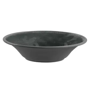 Purely Home Crackle Grey Melamine Low Bowls - Set of 2