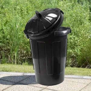 2 x 80 Litre Extra Large Black Kitchen Dustbins Ideal For Home & Garden Storage Complete With Lids