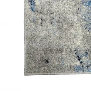 Gilbert Blue & Grey Abstract Small Rug, (L)150cm x (W)80cm