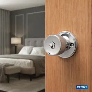 XFORT Tulip Entrance Knob Set Satin Chrome, Door Knob with Lock