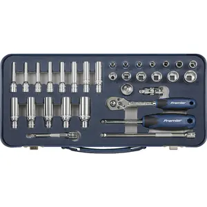 32 PACK Socket Set 1/4" Metric Square Drive - 6 Point LOCK-ON Rounded Heads