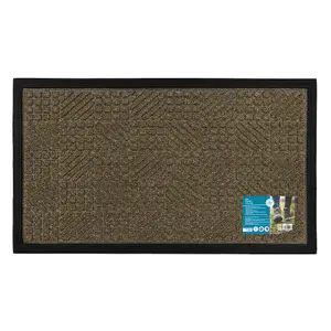 JVL Firth Tile Rubber Backed Door Mat, 40x70cm, Brown