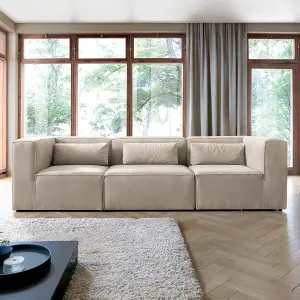 Doris Modular 4 Seater Sofa in Beige Cord Chenille