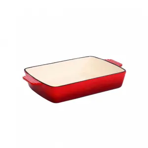 Oypla Cast Iron Red Enamel Roasting Pan Casserole Dish