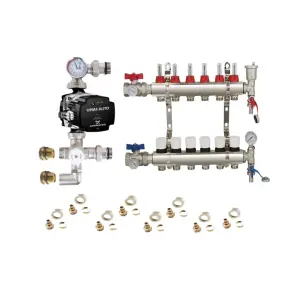 Warmer System Underfloor Heating 6 Port PSW Manifold with Grundfos Pump and Blending Valve Set