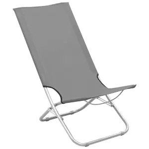 Berkfield Folding Beach Chairs 2 pcs Grey Fabric