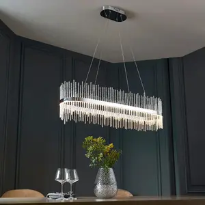 Luminosa Trapani Bar Pendant Ceiling Light Chrome Plate, Clear Glass