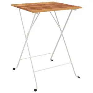 Berkfield Folding Bistro Table 55x54x71 cm Solid Wood Acacia and Steel